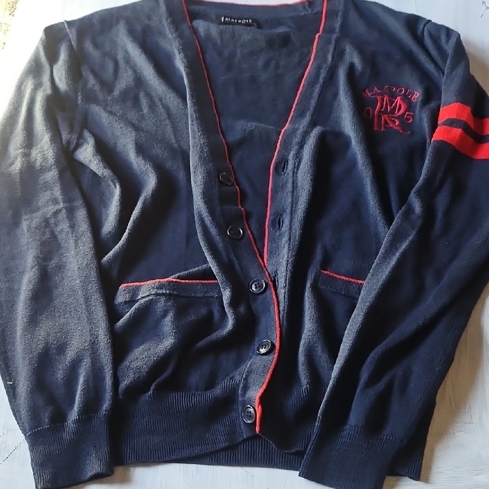 Black and Red Button-Up Cardigan